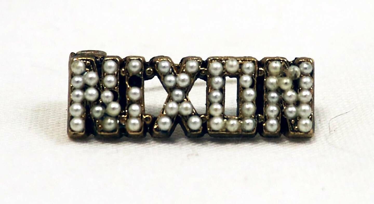 VINTAGE Richard Nixon 1" Bedazzled Campaign Pin