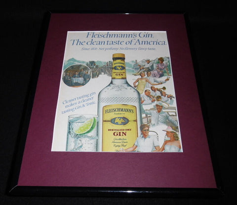 1984 Fleischmann's Gin Framed 11x14 ORIGINAL Vintage Advertisement B