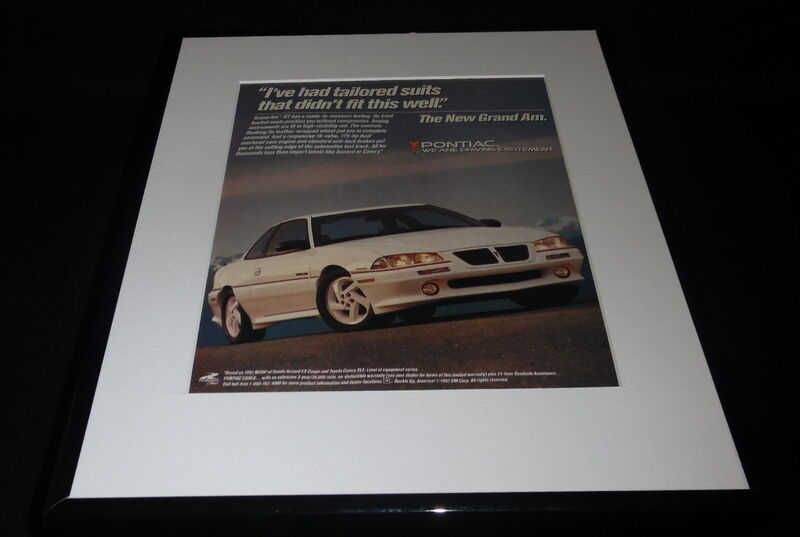 1992 Pontiac Grand Am Framed 11x14 ORIGINAL Advertisement