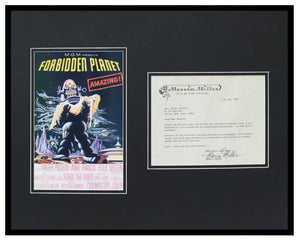 Marvin Miller Signed Framed 1982 Letter & Photo Display Forbidden Planet Robby