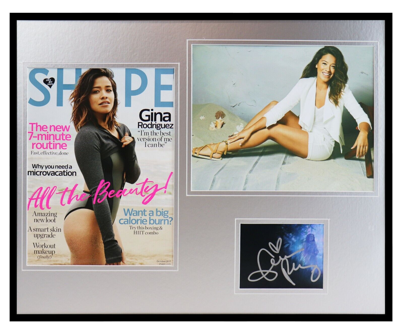 Gina Rodriguez Signed Framed 16x20 Shape Magazine & Photo Display Jane Virgin