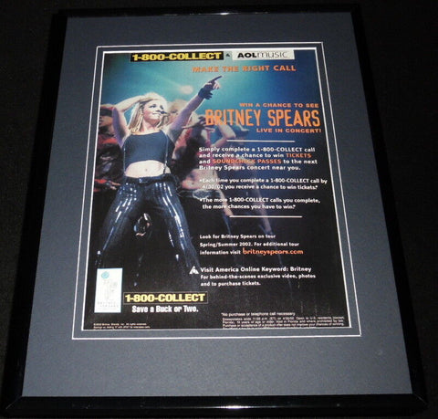 Britney Spears 2002 AOL Music Framed 11x14 ORIGINAL Advertisement 