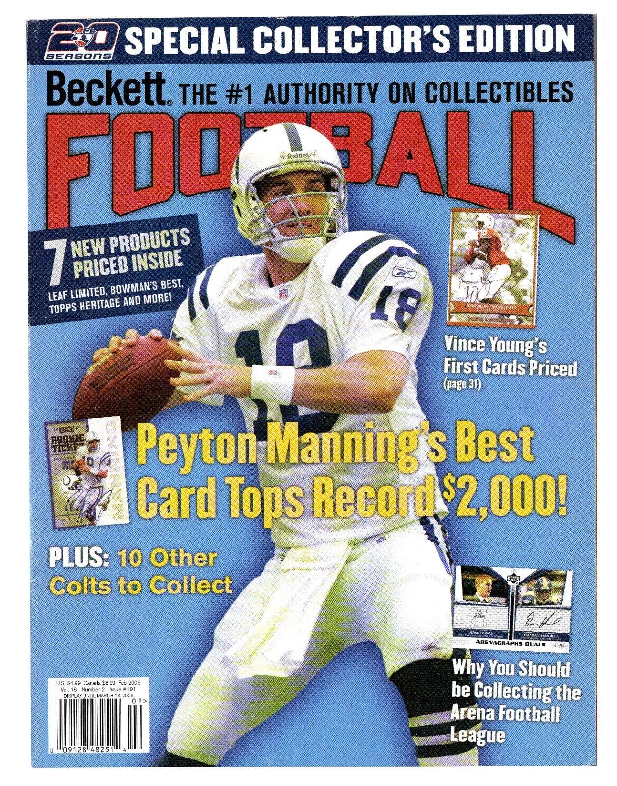 Feb 2006 Beckett Football Magazine #191 Peyton Manning Colts