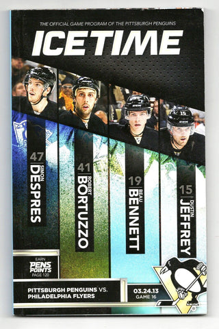 VINTAGE Mar 24 2013 Pittsburgh Penguins Philadelphia Flyers Program