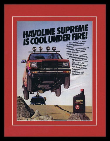 1987 Havoline Texaco Oil Framed 11x14 ORIGINAL Vintage Advertisement