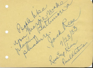 Jack Rees Signed Vintage Album Page Rees & Kean