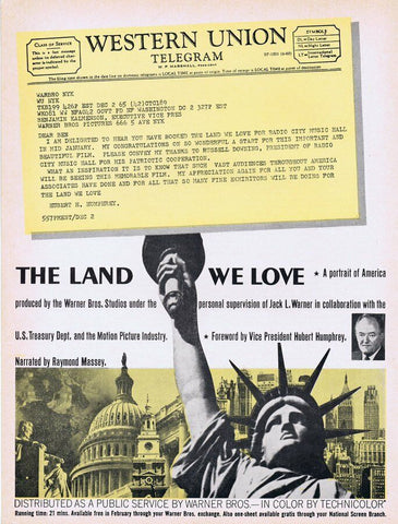 The Land We Love 1966 Warner Brothers ORIGINAL Vintage 9x12 Industry Ad  