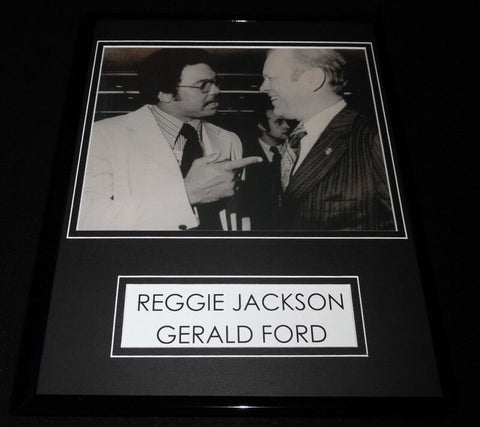 President Gerald Ford meets Reggie Jackson Framed 11x14 Photo Display 