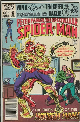 Spectacular Spider-Man #63 ORIGINAL Vintage 1982 Marvel Comics Molten Man