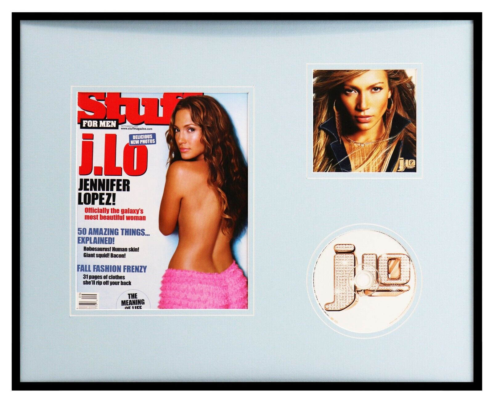 Jennifer Lopez 16x20 Framed 2001 Stuff Magazine Cover & JLo CD Set