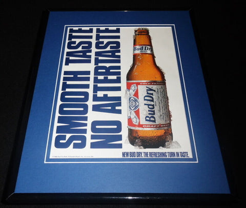 1990 Bud Dry Beer Framed 11x14 ORIGINAL Vintage Advertisement B