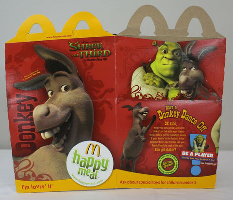 ORIGINAL Vintage 2007 McDonald's Shrek the Third Donkey Happy Meal Box