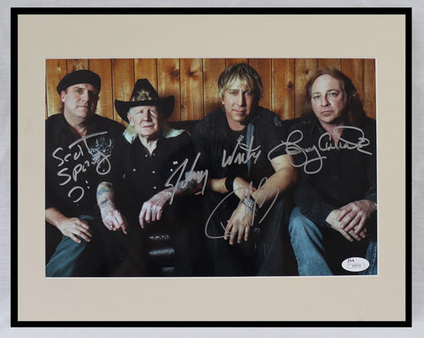 Johnny Winter + Band Signed Matted Photo Display JSA