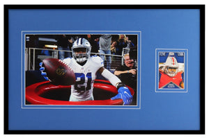 Ezekiel Elliott Signed Framed 11x17 Photo & Sage Rookie Card Display Cowboys OSU