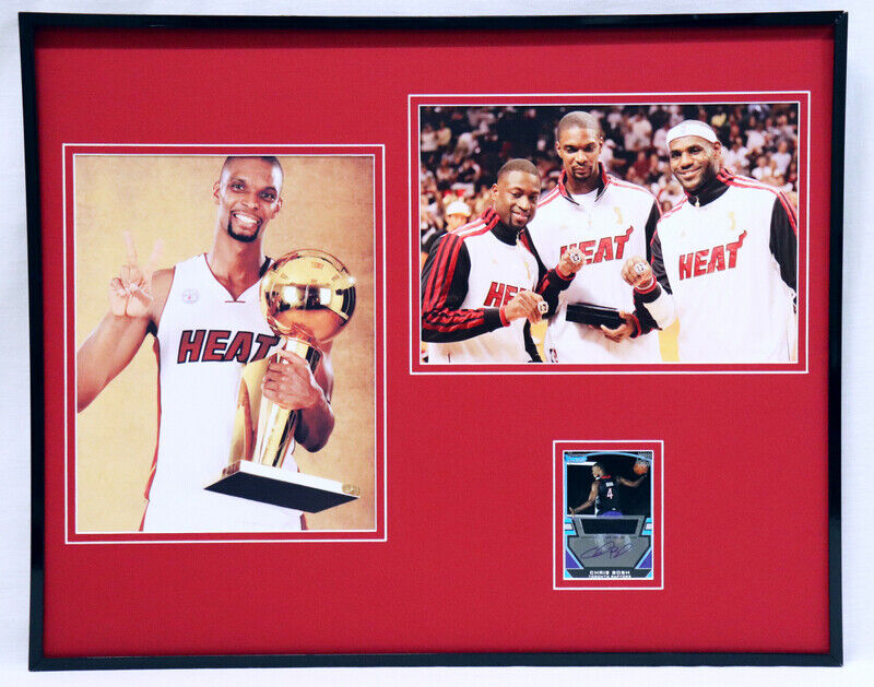 Chris Bosh Signed Framed 16x20 Rookie Card & Photo Display TOPPS Heat