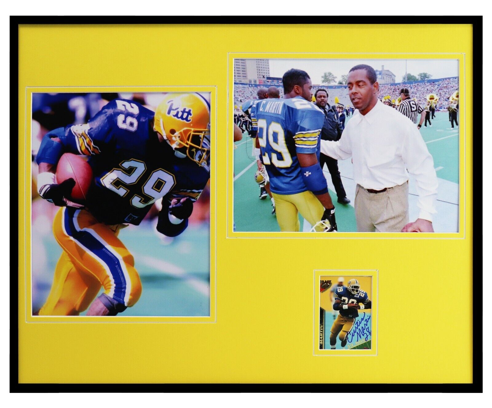 Curtis Martin Signed Framed 16x20 Rookie Card & Photo Set Pitt w/ Tony Dorsett