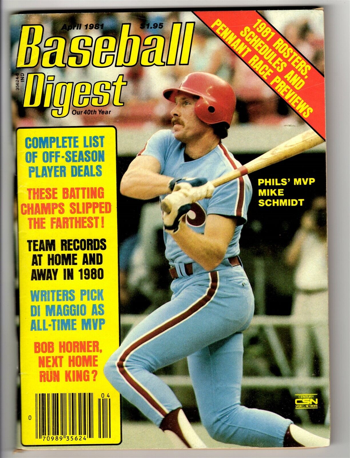 VINTAGE Apr 1981 Baseball Digest Magazine Mike Schmidt Phillies