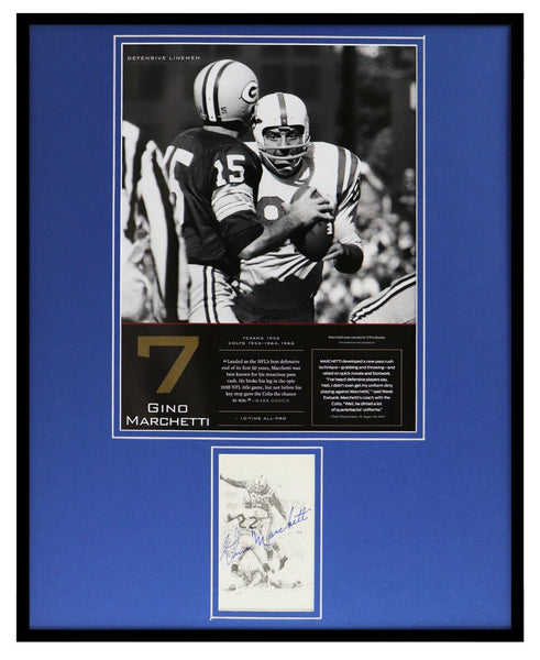 Gino Marchetti Signed Framed 16x20 Photo Display Baltimore Colts