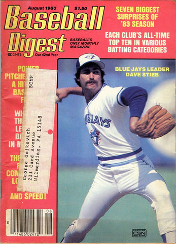 VINTAGE Aug 1983 Baseball Digest Magazine Dave Stieb Blue Jays