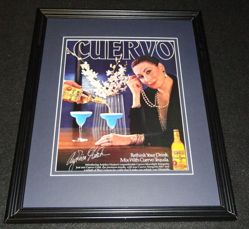 Anjelica Huston Facsimile Signed Framed '87 Cuervo Tequila Advertising Display B