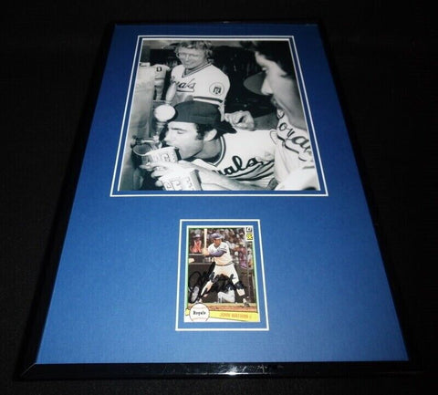 John Wathan Signed Framed 11x17 Photo Display Royals Beer Keg Celebration