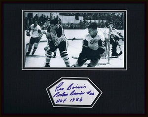 Leo Boivin Signed Framed 11x14 Photo Display Bruins