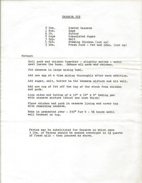 F Van Wyck Mason Signed 1966 Typed Letter & Cassava Pie Recipe