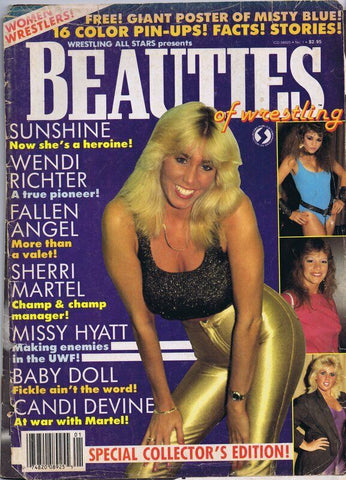 ORIGINAL Vintage 1987 Beauties of Wrestling Magazine #1 Sunshine detatched cover