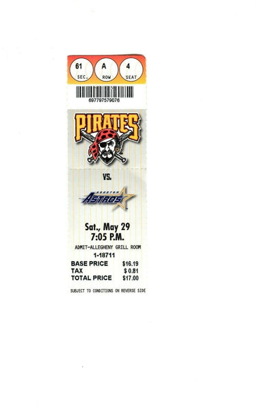 May 29 1999 Houston Astros @ Pittsburgh Pirates Ticket Jeff Bagwell C Biggio