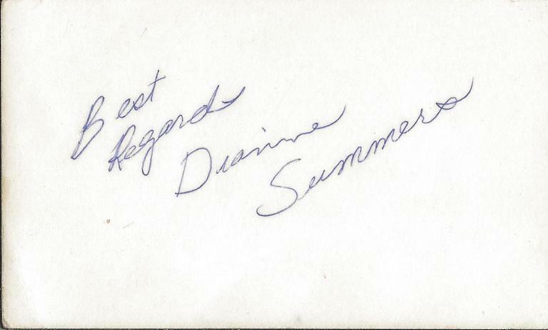 Dianne Summers Signed Vintage 3x5 Index Card JSA 