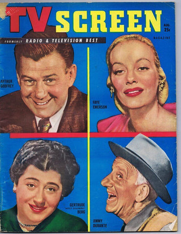 ORIGINAL Vintage August 1951 TV Screen Magazine Arthur Godfrey Jimmy Durante