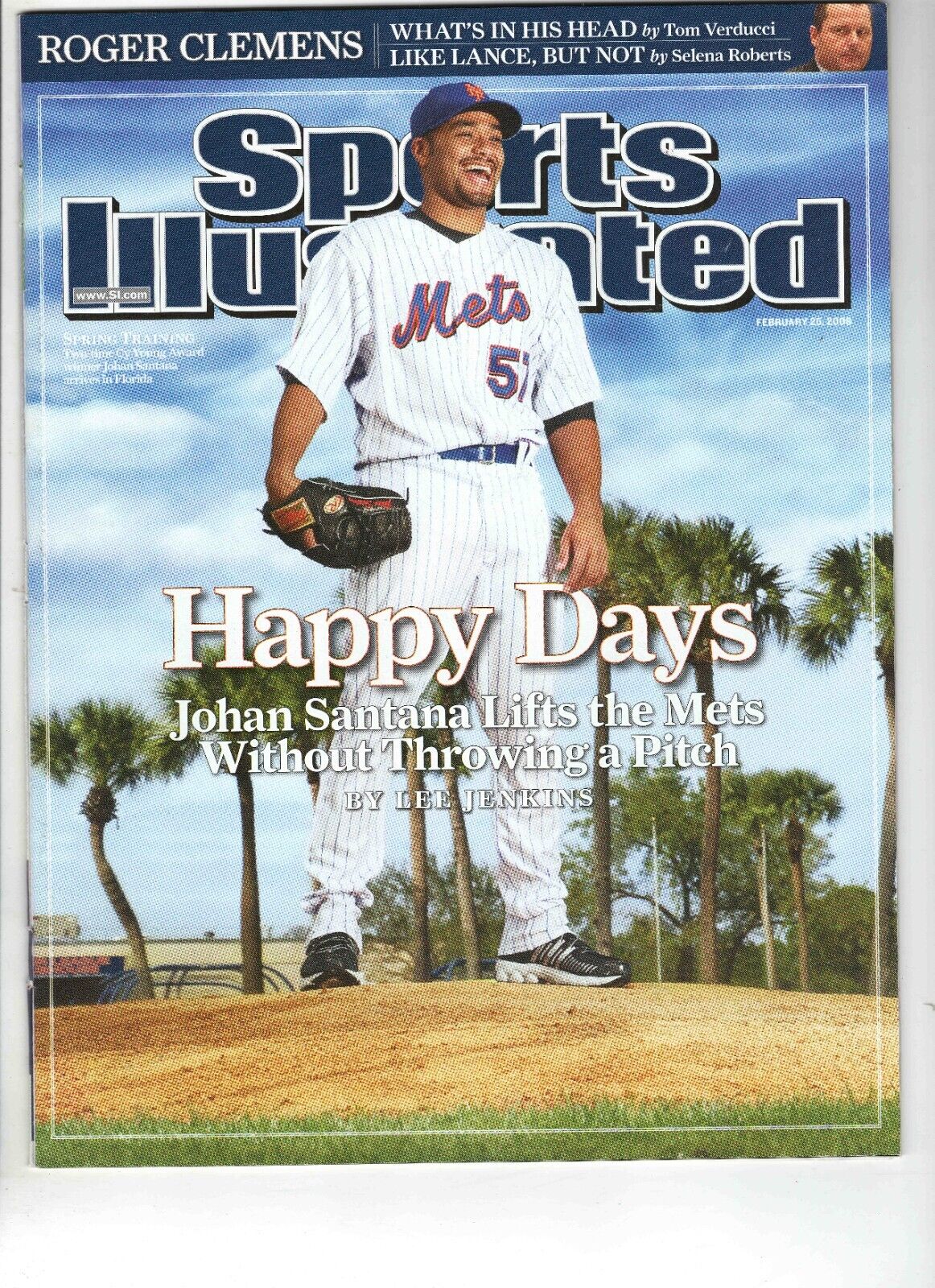 Feb 25 2008 Sports Illustrated Magazine Johan Santana Mets