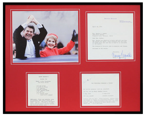 Nancy & Ronald Reagan 16x20 Framed ORIGINAL 1975 Recipe Set & Photo Display