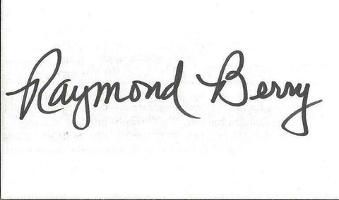 Raymond Berry Signed 3x5 Index Card Colts