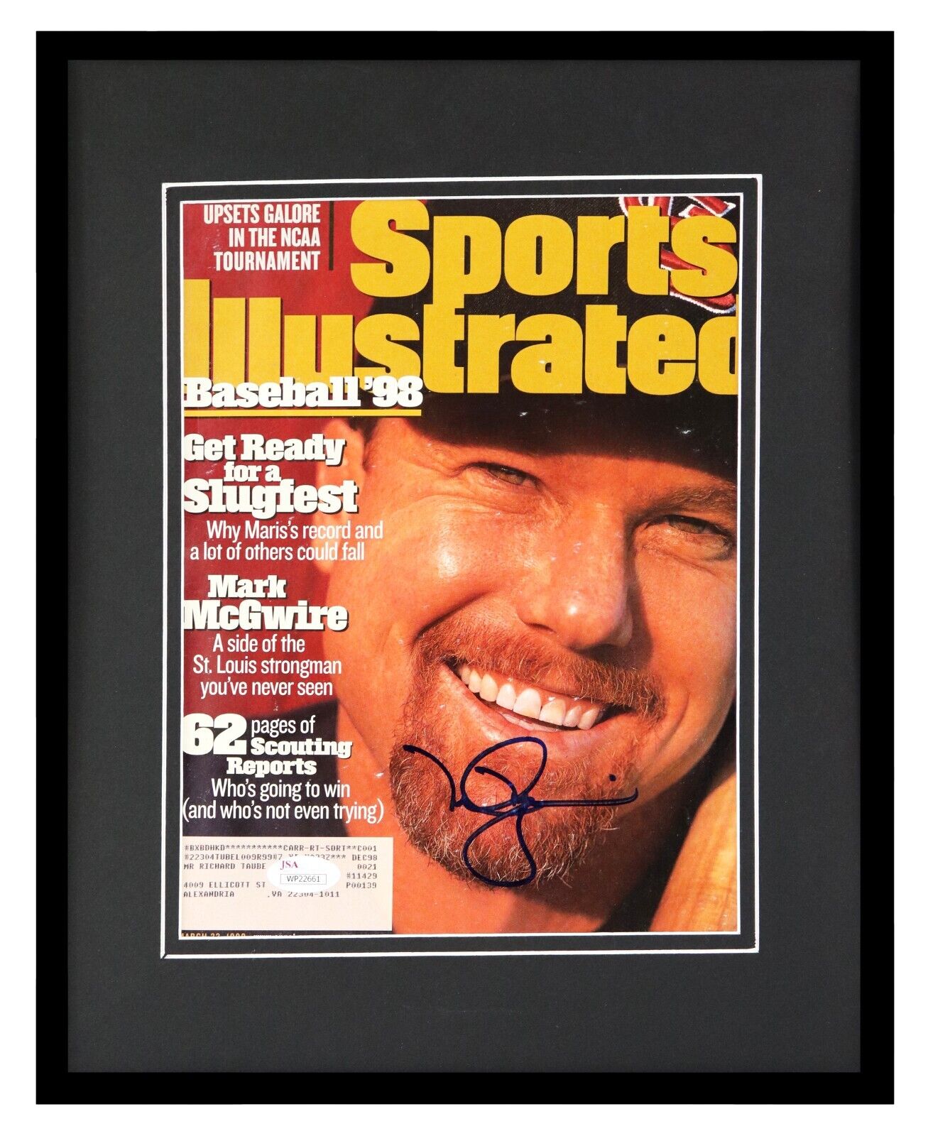 Mark McGwire Signed Framed 1998 Sports Illustrated Full Magazine JSA Cardinals