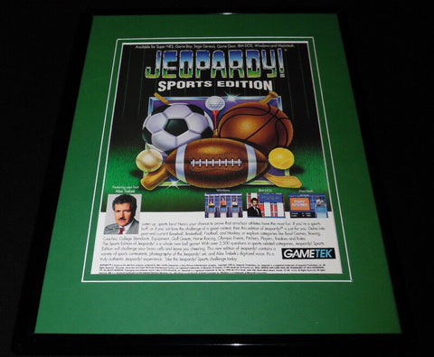 Jeopardy! Sports Edition 1994 SNES Sega Framed 11x14 ORIGINAL Advertisement 