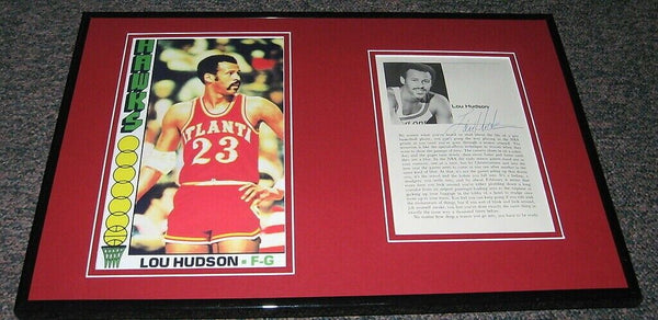 Lou Hudson Signed Framed 12x18 Photo Display Hawks Lakers Minnesota