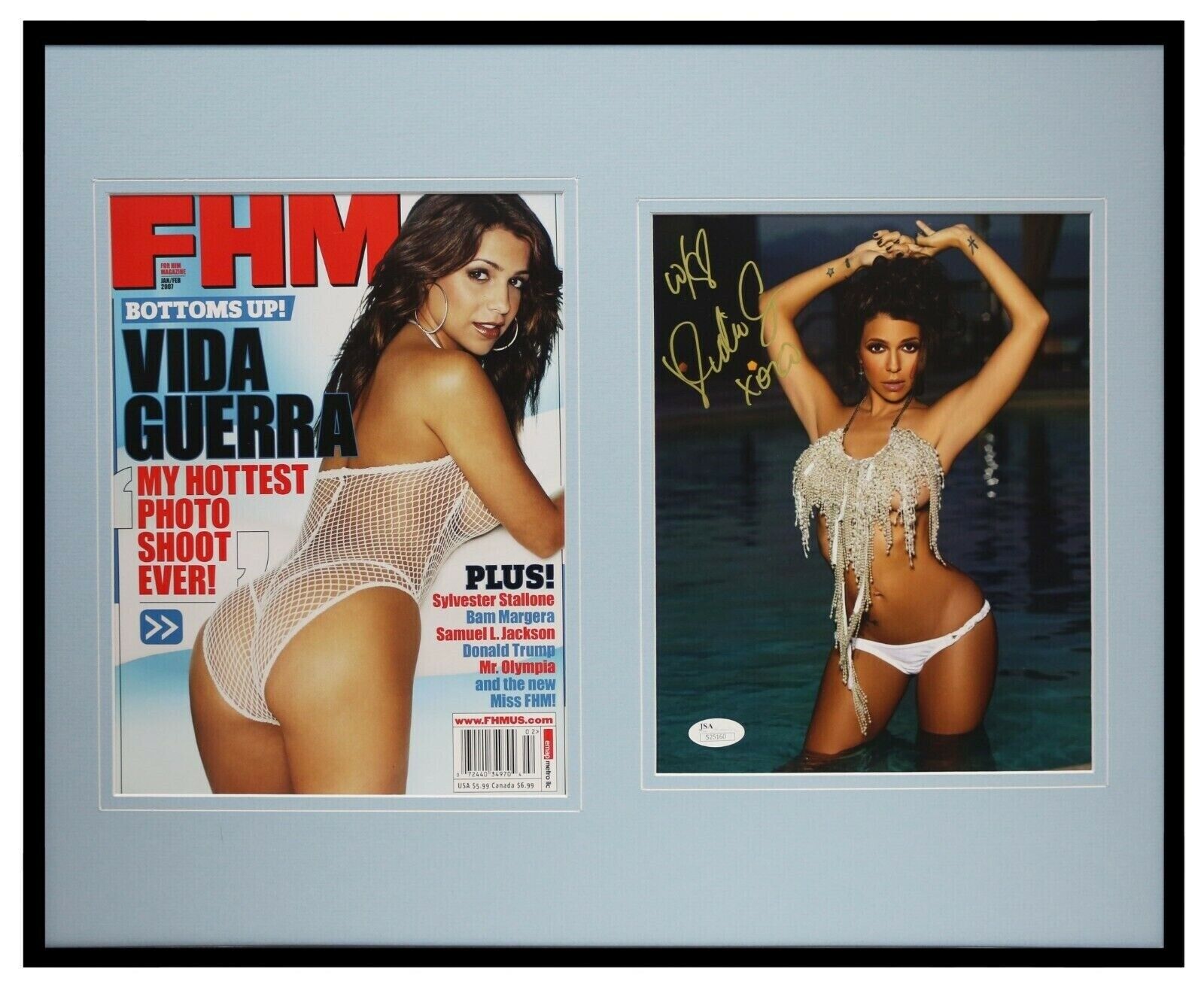 Vida Guerra Signed Framed 16x20 2007 FHM Magazine & Photo Display JSA