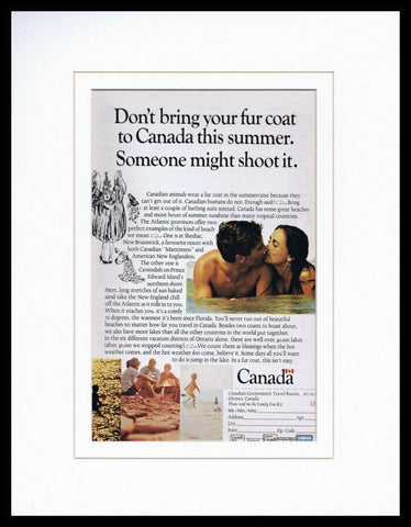 1968 Canada Travel Bureau Tourism Framed 11x14 ORIGINAL Vintage Advertisement 