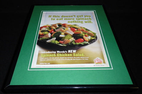 Wendy's 2004 Spinach Chicken Salad 11x14 Framed ORIGINAL Advertisement 