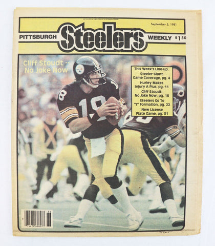 ORIGINAL Vintage Sep 5 1981 Pittsburgh Steelers Weekly Cliff Stoudt