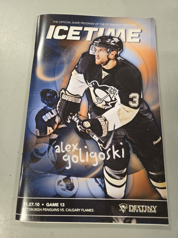 Nov 27 2010 Flames @ Penguins Program Alex Goligoski Sidney Crosby Hat Trick