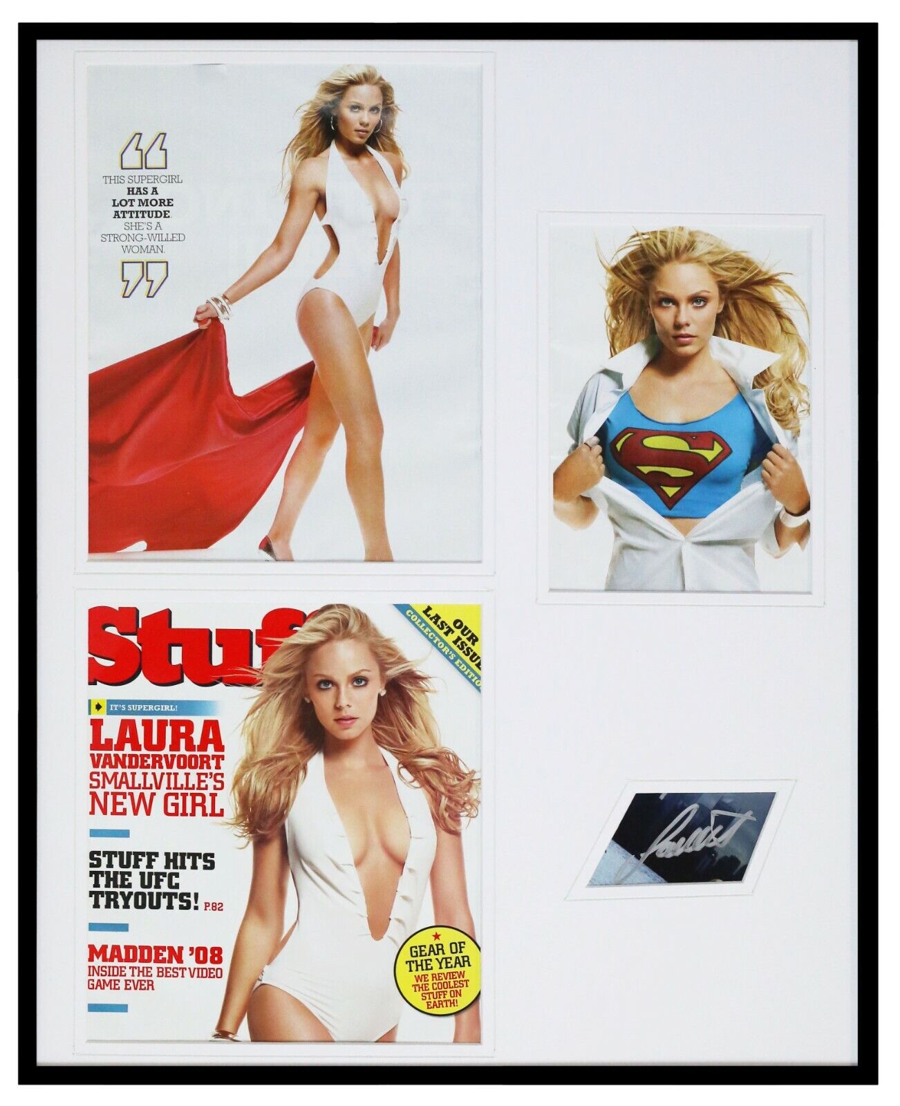 Laura Vandervoort Signed Framed 16x20 2007 Stuff Magazine Last Issue Display 