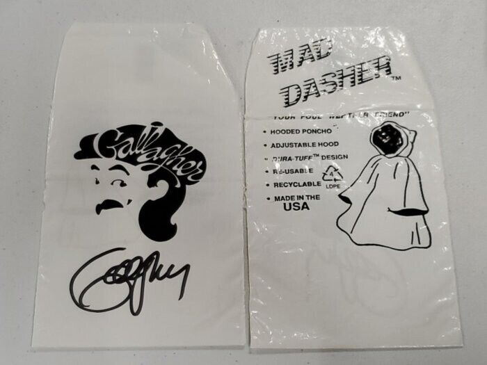 Leo Gallagher Watermelon Smashing Comedian Signed Plastic Poncho