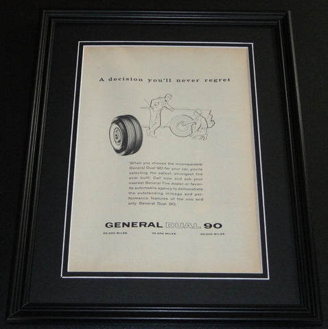 1959 General Dual 90 Tire 11x14 Framed ORIGINAL Vintage Advertisement C