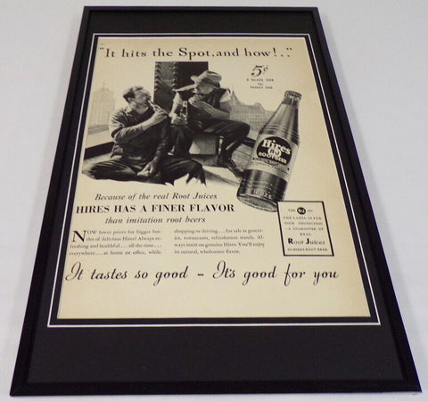 1937 Hires RJ Root Beer Framed 11x17 ORIGINAL Vintage Advertising Poster