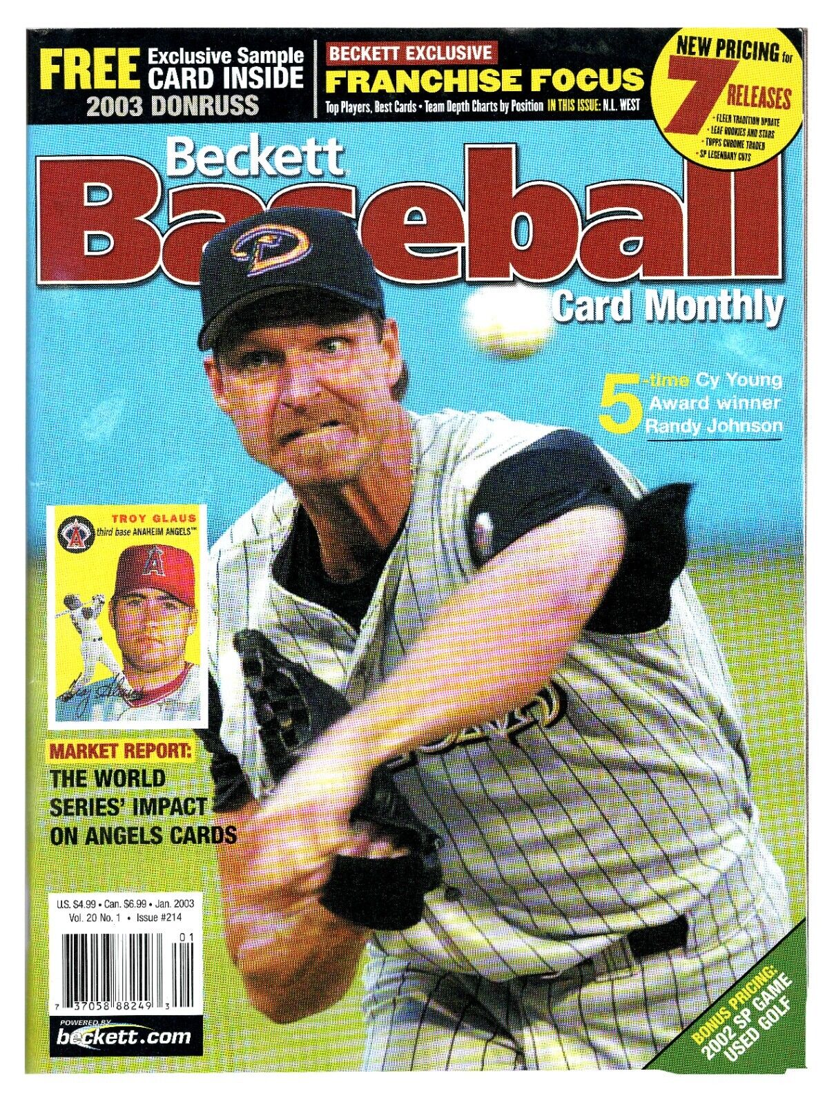 Jan 2003 Beckett Baseball Magazine #214 Randy Johnson