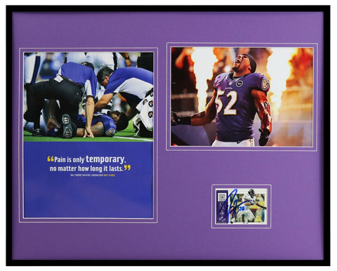 Ray Lewis Signed Framed 16x20 Photo Display Baltimore Ravens w/ quote