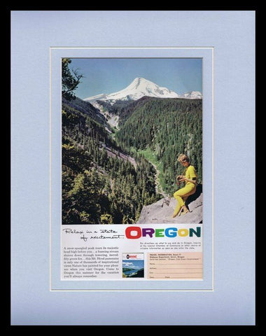 1964 Oregon Travel Tourism Framed 11x14 ORIGINAL Vintage Advertisement 