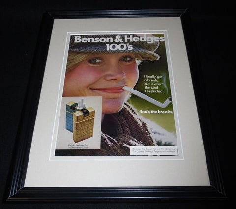 1977 Benson & Hedges 100s Lights Cigarettes Framed 11x14 ORIGINAL Advertisement